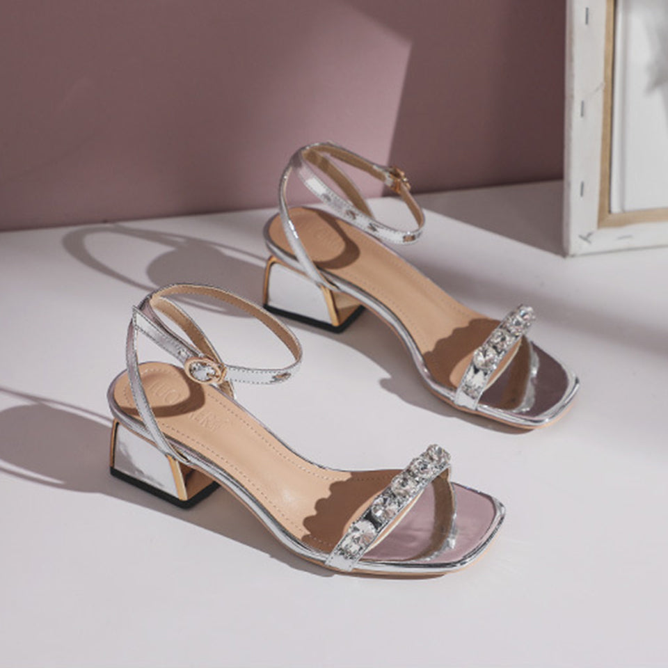 メタリックビジュー ストラップサンダル (20-6)